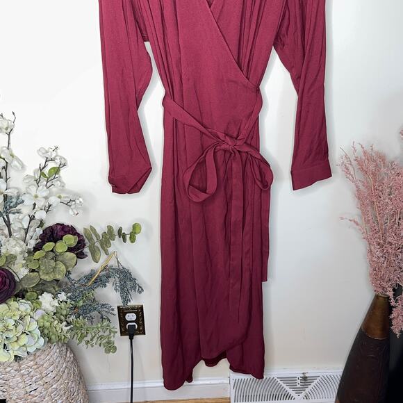 UNIVERSAL STANDARD Rivers Wrap Dress Maroon Currant Red Sz 22/24 {H11} - Picture 5 of 7